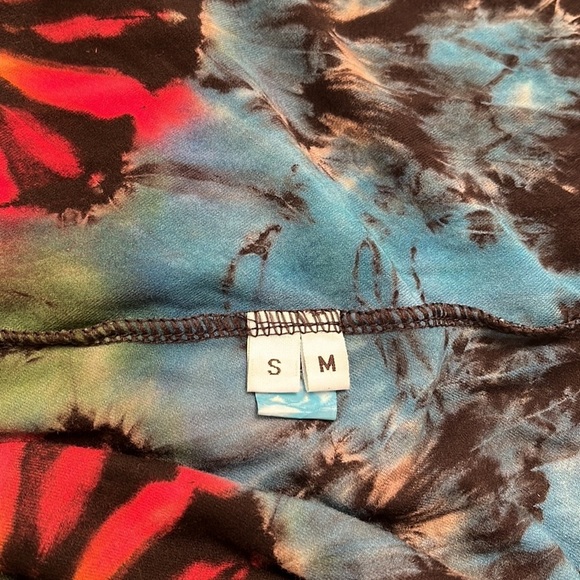 Boho half tie-dye tunic in black with rainbow tie dye S/M - Picture 11 of 12